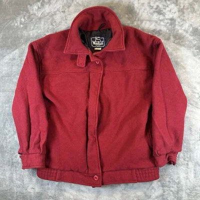 Vintage Woolrich Jacket Womens M Red Wool Lined Button Front Made USA 90s - Image 1 of 4