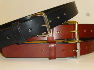 AMISH STYLE ENGLISH BRIDLE LEATHER GUN BELT! 1-1/4" USA!! MADE IN OHIO! 12/13oz - Picture 1 of 2