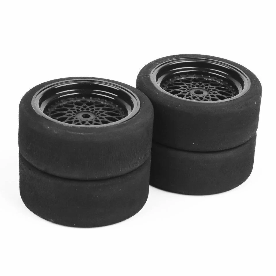 4Pcs 1/10 Foam Tires Wheel Rims 12mm Hex For HSP HPI RC On-road Car 23001 - Image 1 of 4