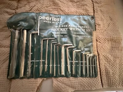 Vintage Peerless 16 pc. All Purpose Hex Key Wrench Set No. HK18 Missing 2 - Image 1 of 4