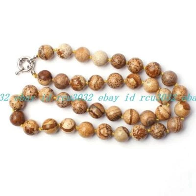 Moda Natural 8mm Imagen Piedra Redonda Piedras Preciosas Cuentas Joyería Collar 16-36" Foto 1 de 4