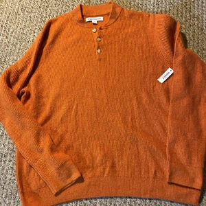 NWT NEW Amazon Essentials Mens XXL Orange 3 Button Henley Sweater Machine Wash - Imagen 1 de 7