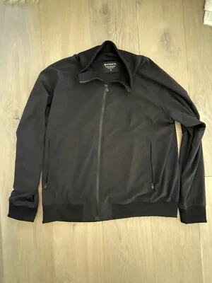 Chaqueta Athleta Negra Azul Brooklyn Pista Bombardero Estampada Cremallera Atlética XL Foto 1 de 4