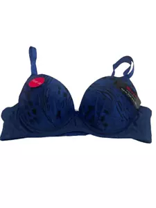 Queen Underwire Push Up Multiway Bandeau Strapless Bra 36C Blue Animal Print NWT - Picture 1 of 7