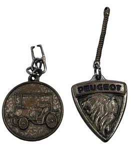 PEUGEOT VINTAGE 2 KEY CHAIN OLD - Picture 1 of 2