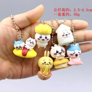 6pcs/set Cute Hamburger Chiikawa Hachiware Usagi Figures PVC Doll Toy Keychains - Picture 1 of 8