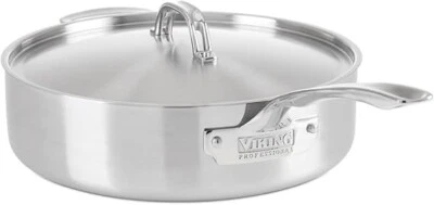 Viking 5-Ply Professional 6.4 Qt Saute Pan w/Lid Satin Finish 4015-1064S US made - Image 1 of 4