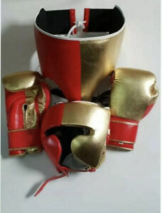 Custom Made Boxing Sparring Set Gloves Head Print Any Logo Or Name No Winning