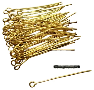 Pendientes Ojos Alfileres 1 3/8" Chapado en Oro 50 Pendientes Colgantes Rosarios Cuentas FEP005 - Imagen 1 de 3