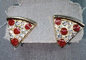 Sugarfix By Baublebar "Pizza My Heart" Pizza Slice Goldtone Pierced Earrings - Picture 1 of 9