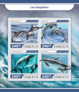Djibouti 2017 MNH Dolphins 4v M/S Dusky Bottlenose Dolphin Marine Animals Stamps - Picture 1 of 1