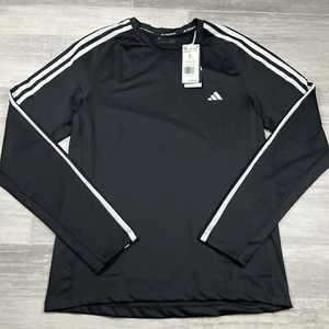 Adidas Men's L Tech-Fit 3-Stripe Shirts Black Jersey Tight Tee Top Shirt HD3532 - Picture 1 of 9