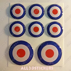 8 pegatinas 3D Roundel Cockade Reino Unido Reino Unido adhesivo con cúpula de resina de la Fuerza Aérea - Imagen 1 de 2