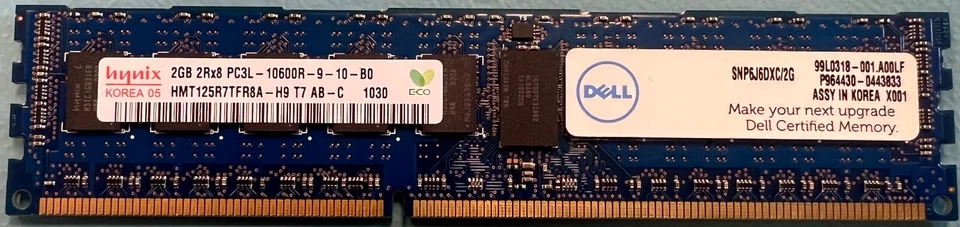 Sk Hynix HMT125R7TFR8A-H9 2GB 2Rx8 PC3-10600 DDR3-1333Mhz RDIMM Memory Module - Image 1 of 1