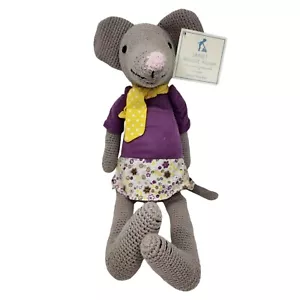 Pottery Barn Kids PBK Janet Mouse lila Kleid Blumenrock Plüsch gehäkelt 17 Zoll - Bild 1 von 10