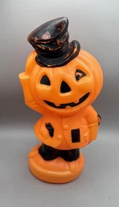 Vtg 1969 Empire Blow Mold 14” Pumpkin Scarecrow Jack O Lantern With Cord/Light - Picture 1 of 6