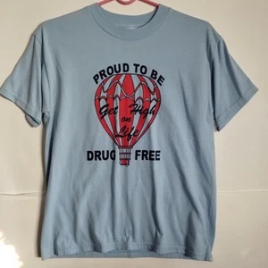 Vintage DARE T-shirt Youth Large kids 18x24" High On Life Drug Free Light Blue - Picture 1 of 4