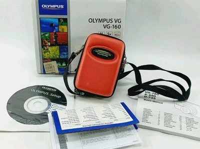 Olympus VG-160 14MP 5x Zoom Compact Digital Camera Red With Sleeve & 8gb Sd Card - Image 1 of 4