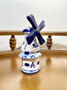 Statuina piccola mulino a vento Delft Blue Holland con vele rotanti - Foto 1 di 7