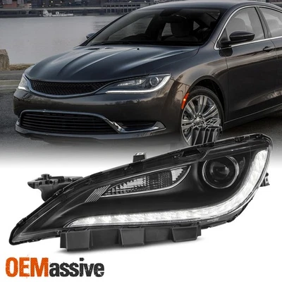 For 2015-2017 Chrysler 200 Halogen Projector Black Trim Headlight w/LED DRL Left - Image 1 of 4