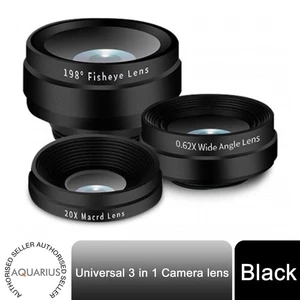 Lente de cámara Aquarius Universal 3 en 1 con lente ojo de pez y gran angular - Imagen 1 de 7