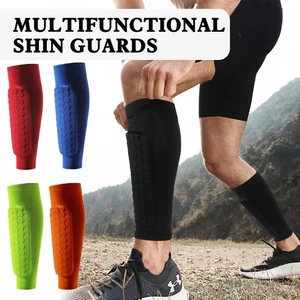 1/2 PCS Shin Guards Calf Compression Sleeve with Honeycomb Pads Defender Socks - Picture 1 of 16