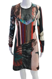 Clover Canyon Womens Mixed Printed Long Sleeve Crew Neck Dress Multicolor Size M - Picture 1 of 6
