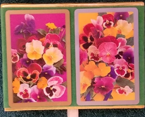 Floral Blumen Stiefmütterchen - Kongress Spielkarten - Doppeldeck - gedruckt in Spanien - Bild 1 von 3