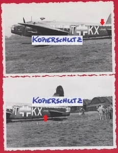 2 org. Fotos Wehrmacht BEUTE-Flugzeug Vickers Wellington mit Kennung & Nummer - Bild 1 von 4