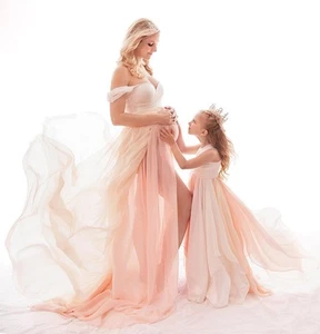 Pregnant Women's Dress Maternity Short Sleeve Long Gown For Photography Shoot - Picture 1 of 8
