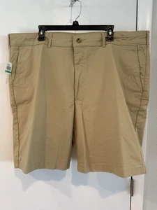 IZOD Mens Big & Tall 46W Flat Front Stretch Chino Shorts Saltwater Tan/Khaki - Picture 1 of 10