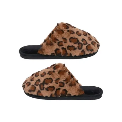 TJC Leopard Print Slippers Faux Fur Lining Uk3/4 Free P&P New With tags