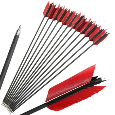 6/12/24 X 30'' Archery Carbon Arrow 4pcs Natural Feather Bow Hunting Shooting - Image 1 of 4