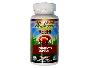 HOST DEFENSE MUSHROOMS REISHI LONGEVITY SUPPORT 120 VEGETARIAN CAPS 09/2025+ - Picture 1 of 3