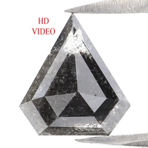 0.90 CT Natural Loose Shield Cut Diamond 8.05 MM Salt and Pepper Diamond LQ2203 - Picture 1 of 8