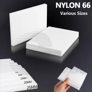 Nylon 66 Engineering Plastic Sheet Plate Block Thick 6mm-15mm White Various Size - Picture 1 of 18