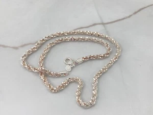 Karizia Spa Italian Popcorn Link Woven Cord Chain Sterling Silver Necklace 3mm - Picture 1 of 12