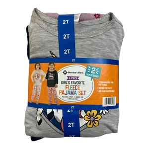 Member's Mark 4-Piece Girl's 2 Long Sleeve & 2 Pants Favorite Fleece Pajama Set - Picture 1 of 4