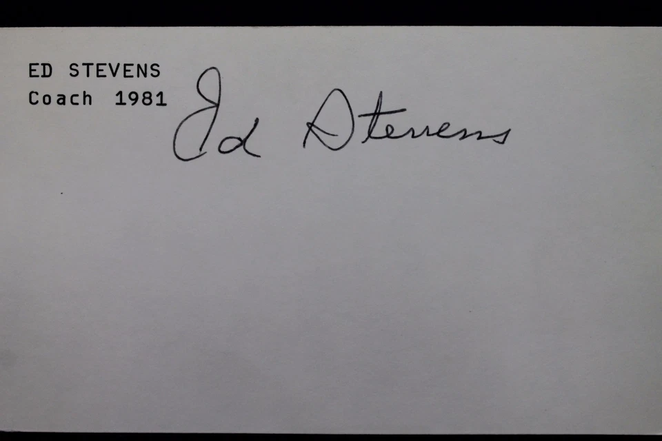 Ed Stevens Padres Coach 1981 (d.12) Autographed 3x5 Signed Index Card JSA 17D - Image 1 of 4