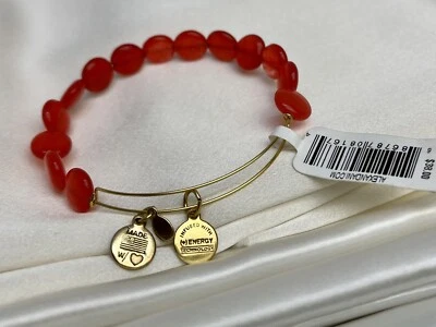 Alex and Ani Red Sugar Rush Cinnamon Rafaelian Gold Wrap Bangle Bracelet - Image 1 of 3