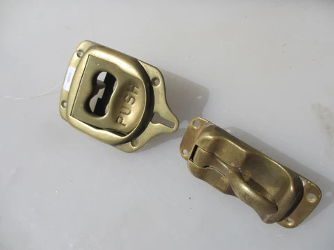 Vintage Brass Latch Handle Antique Train Carriage? "The Trousdale Lock Company" Cover
