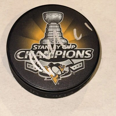 JACQUES MARTIN Signed 2017 STANLEY CUP CHAMPIONS Puck Beckett Auth (BAS) - Image 1 of 3