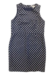 Vestido recto tejido estampado geométrico azul marino Banana Republic - talla 12P - Imagen 1 de 4