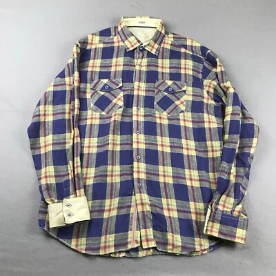 Bugatchi Uomo Shirt Mens XXL Blue Plaid Linen Shaped Fit Long Sleeves Button Up - Image 1 of 4