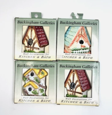Lote de 4 baldosas cerámicas decoración pared galerías Buckingham pajareras Foto 1 de 4