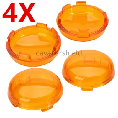 Cubierta de lente ámbar con luz de señal de giro 4 piezas para Harley Davidson Electra Glide Dyna Foto 1 de 4