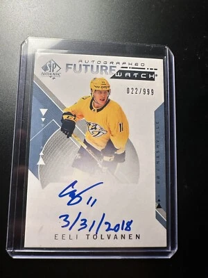 2018-19 Sp authentic Eeli Tolvanen future watch auto inscribed 22/999 - Image 1 of 2