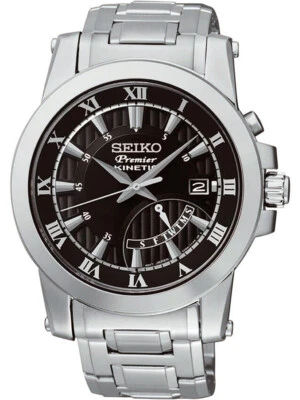 SEIKO SRN039P1, мужчин премьер, кинетический шикарный, стальной чехол и браслет, сапфир, WR - Изображение 1 из 3