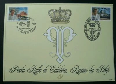 [SJ] Belgium Italy Joint Issue Queen Paola 1997 Royal Palace Crown (joint FDC) - Image 1 of 4