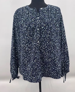 Old Navy Top Women XL NEW Blue Floral Corduroy Long Sleeve Cottage Blossom - Picture 1 of 10
